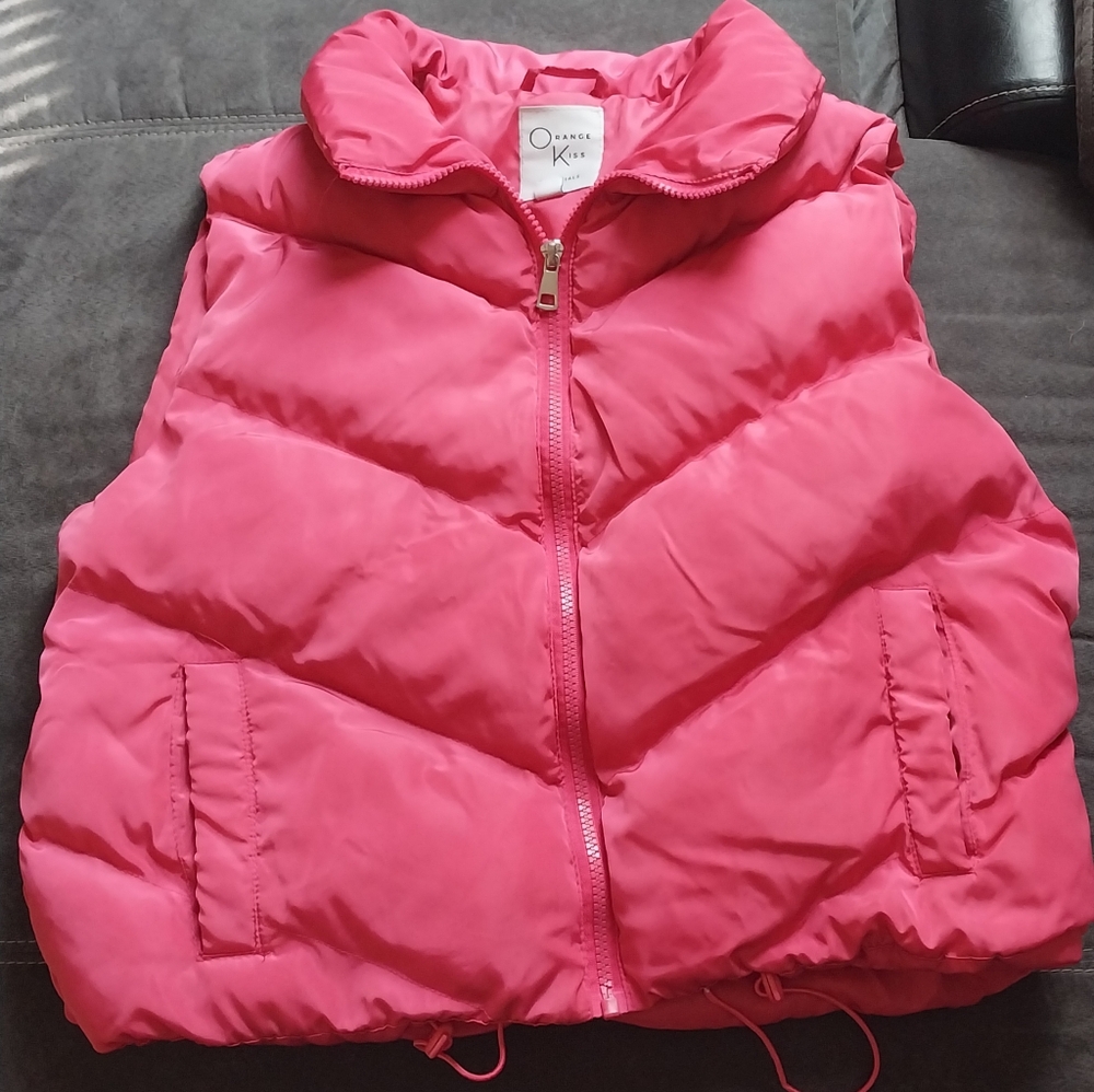 ORANGE Kiss 💋 Pink Puffer Vest